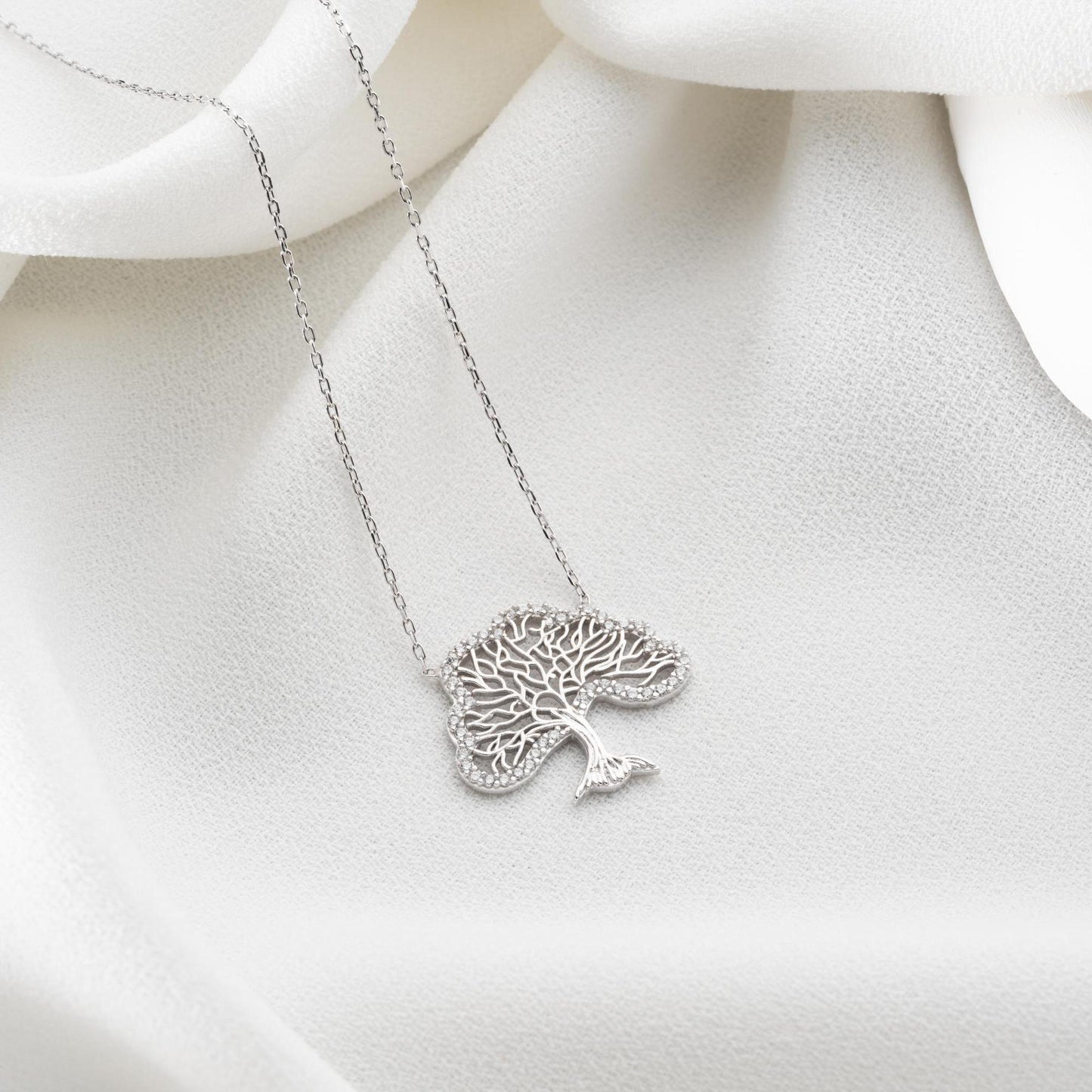 Tree of Life Necklace • 925 Sterling Silver Pendant • Zircon Family Tree Jewelry • Spiritual Gift for Women • Meaningful Necklace