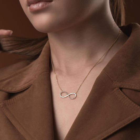 Infinity Necklace • 925 Sterling Silver & Gold Plated • Dainty Zircon Pendant • Minimalist Jewelry for Women • Elegant Gift for Her