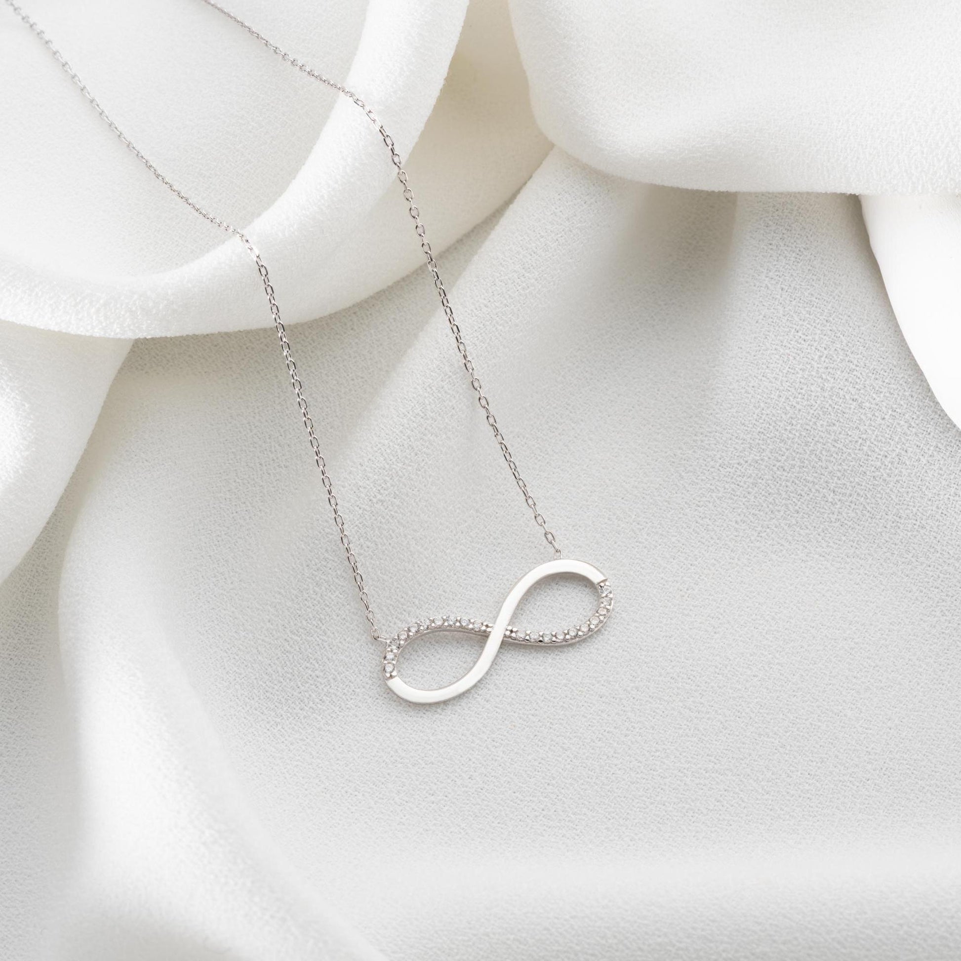 Infinity Necklace • 925 Sterling Silver & Gold Plated • Dainty Zircon Pendant • Minimalist Jewelry for Women • Elegant Gift for Her