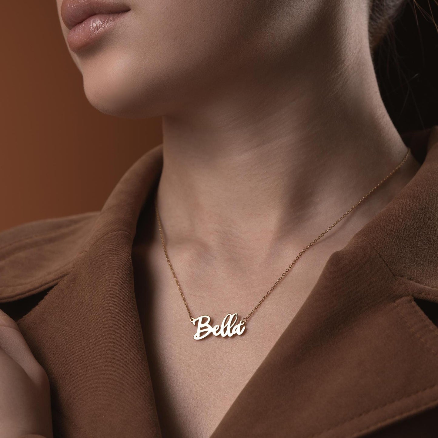 Custom Name Necklace • 925 Sterling Silver • 14K Gold Plated • Personalized Word Pendant • Minimalist Jewelry • Gift for Women & Men