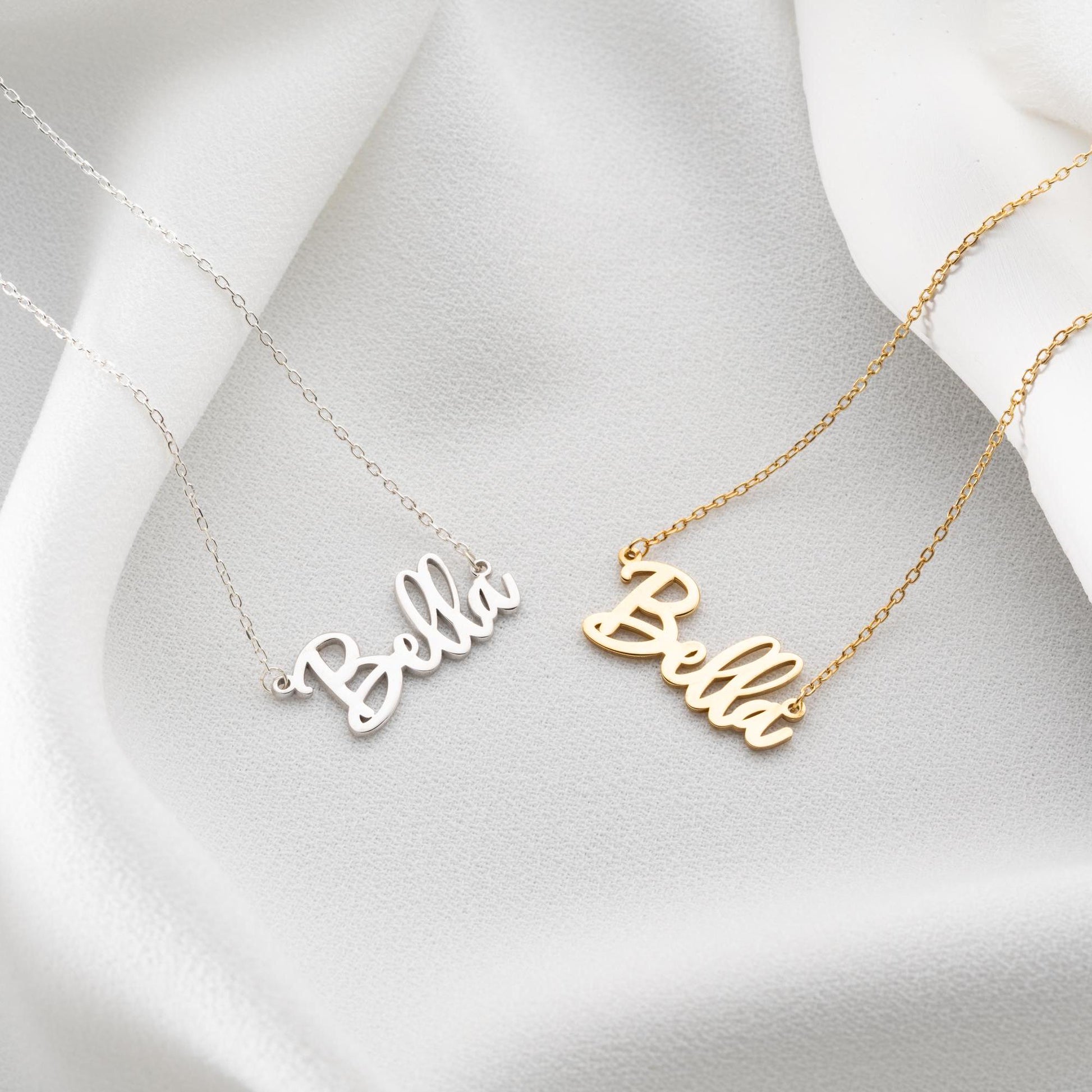 Custom Name Necklace • 925 Sterling Silver • 14K Gold Plated • Personalized Word Pendant • Minimalist Jewelry • Gift for Women & Men