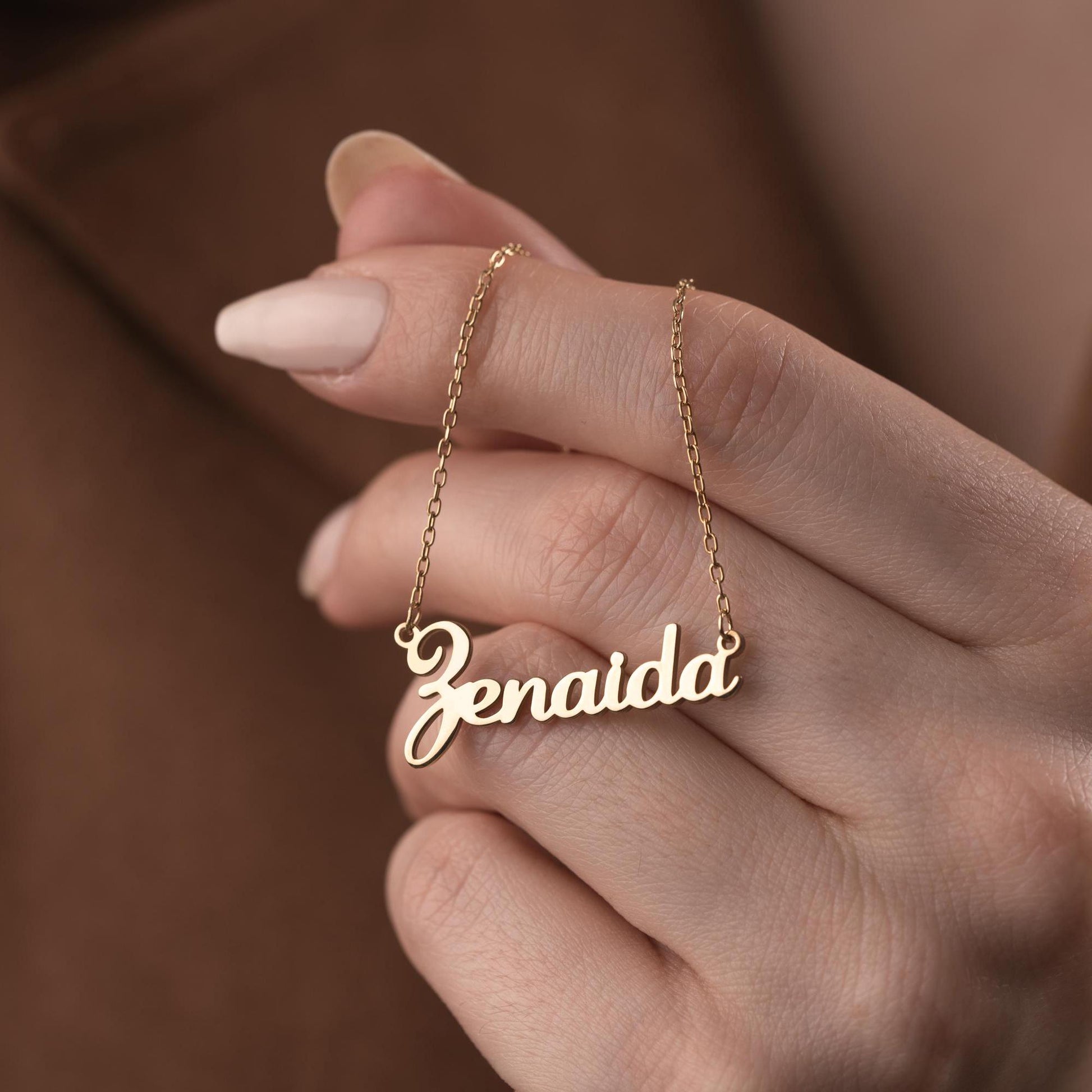 Custom Name Necklace • 925 Sterling Silver • Gold Plated • Personalized Word Pendant • Minimalist Jewelry • Gift for Women & Men