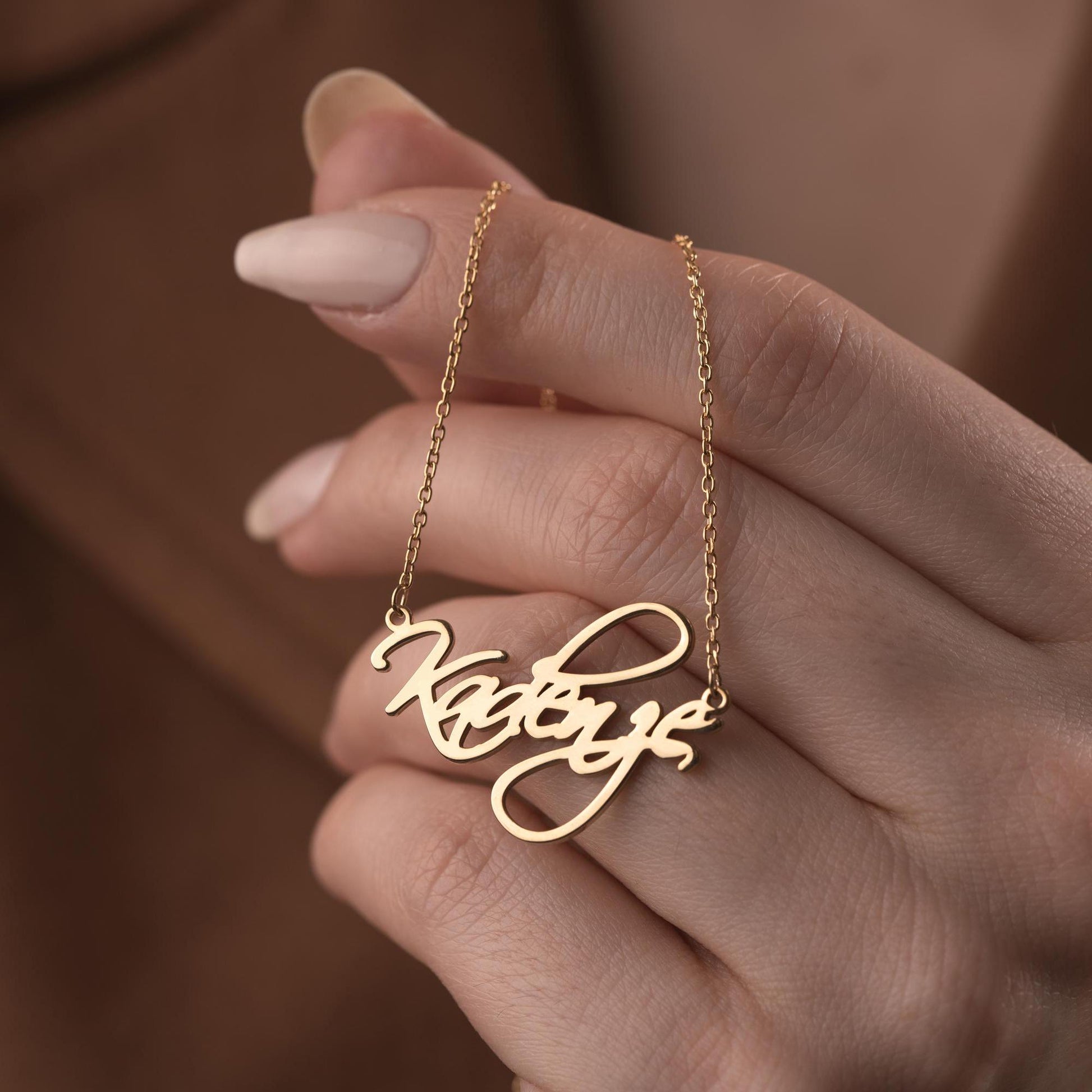 Custom Name Necklace • 925 Sterling Silver • 14K Gold Plated • Personalized Word Pendant • Minimalist Jewelry • Gift for Women & Men