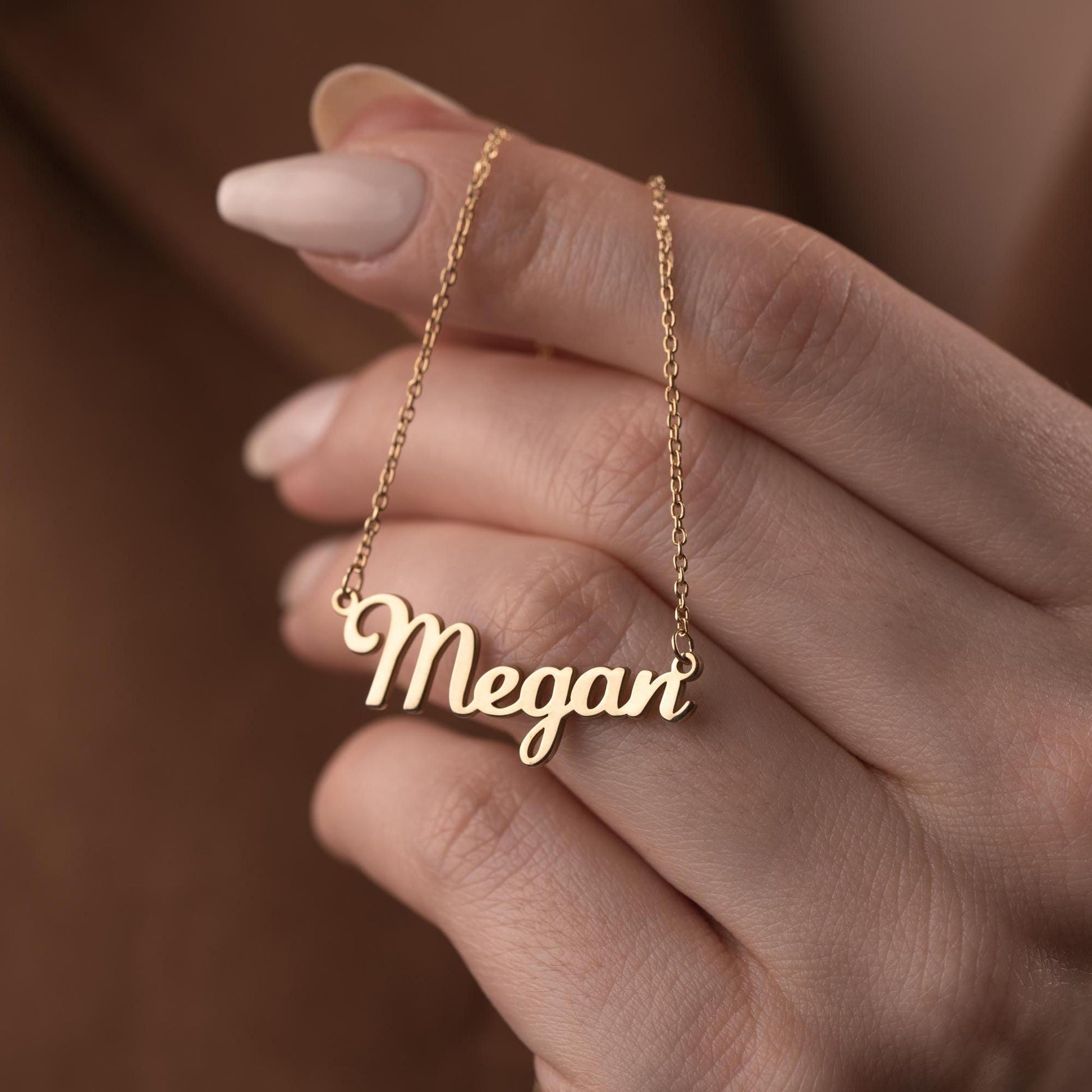 Custom Name Necklace • 925 Sterling Silver • 14K Gold Plated • Personalized Word Pendant • Minimalist Jewelry • Gift for Women & Men