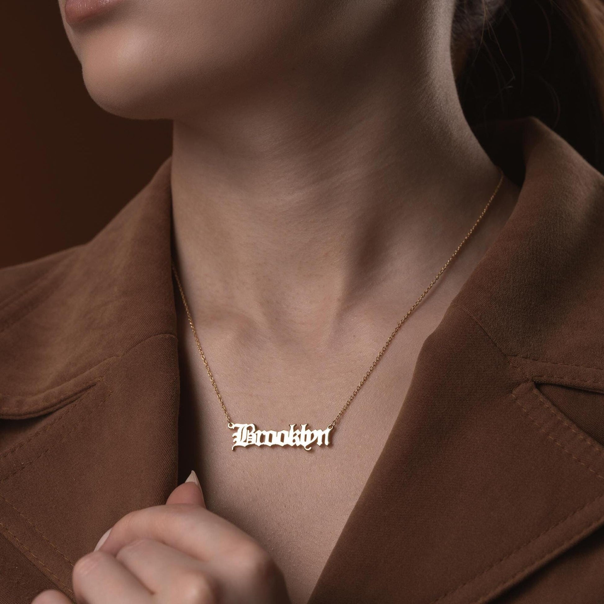 Custom Name Necklace • 925 Sterling Silver • 14K Gold Plated • Personalized Word Pendant • Minimalist Jewelry • Gift for Women & Men
