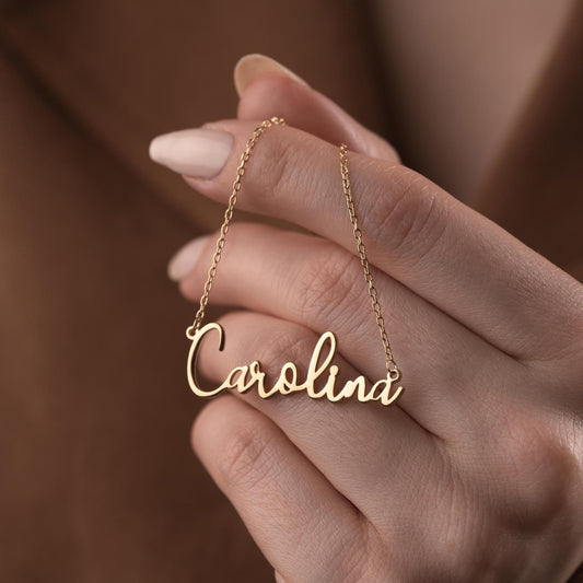 Custom Name Necklace • 925 Sterling Silver • 14K Gold Plated • Personalized Word Pendant • Minimalist Jewelry • Gift for Women & Men