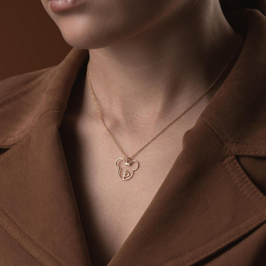 Custom initial necklace with a unique letter-in-pendant design, crafted in 925 sterling silver or 14k gold plated. A personalized and elegant handmade jewelry gift.