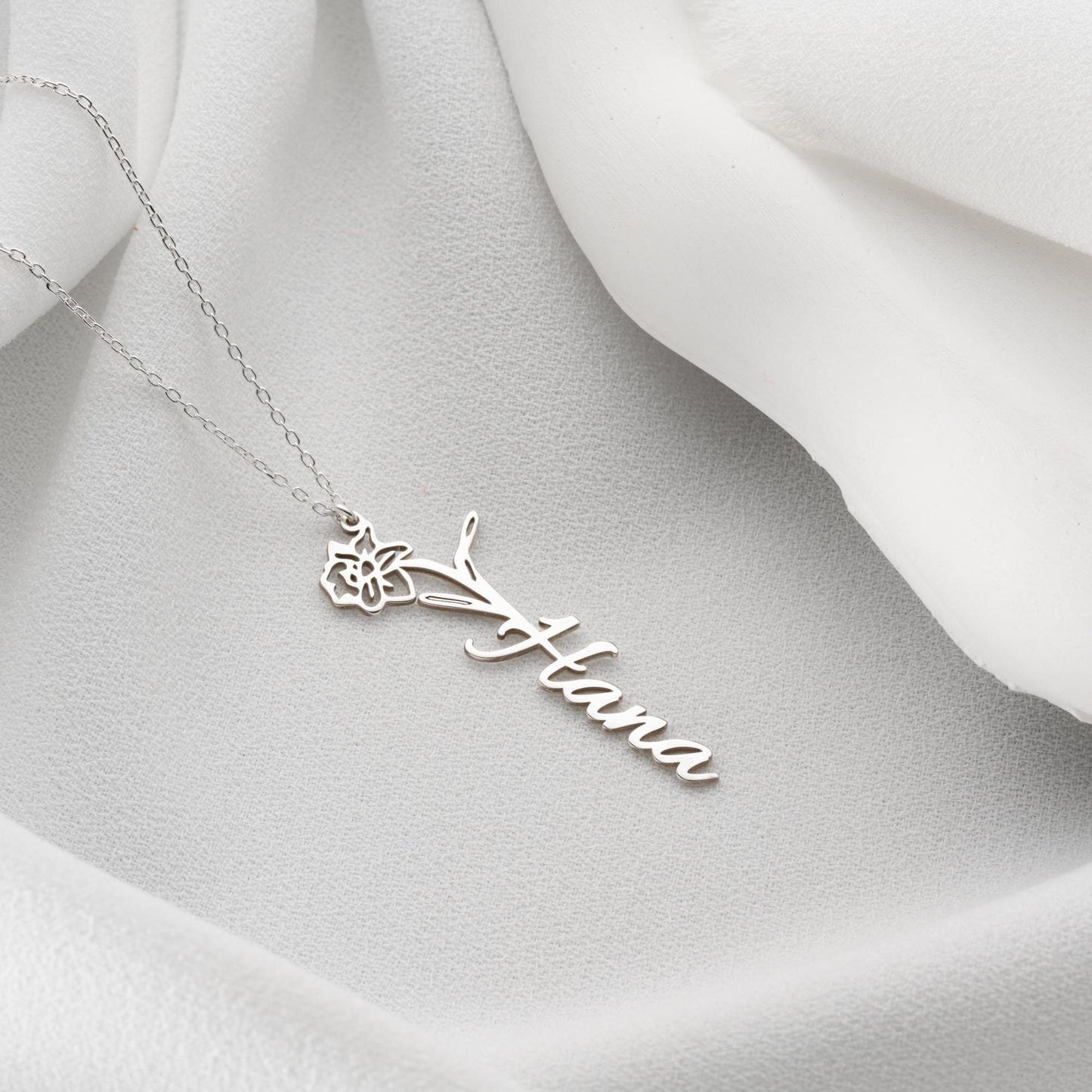 Floral Custom Name Necklace - Handmade 925 Sterling Silver - Personalized Flower Letter Pendant - Minimalist Jewelry Gift for Women Moms
