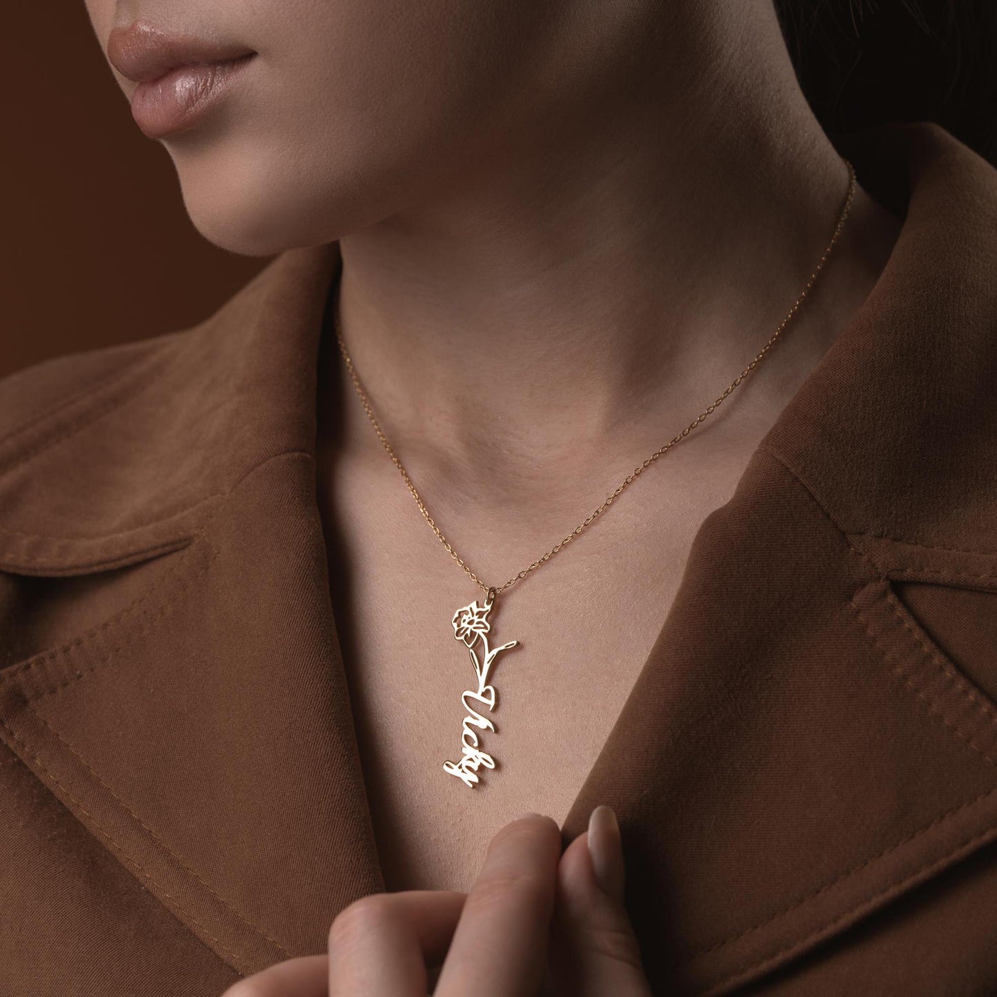 Floral Custom Name Necklace - Handmade 925 Sterling Silver - Personalized Flower Letter Pendant - Minimalist Jewelry Gift for Women Moms