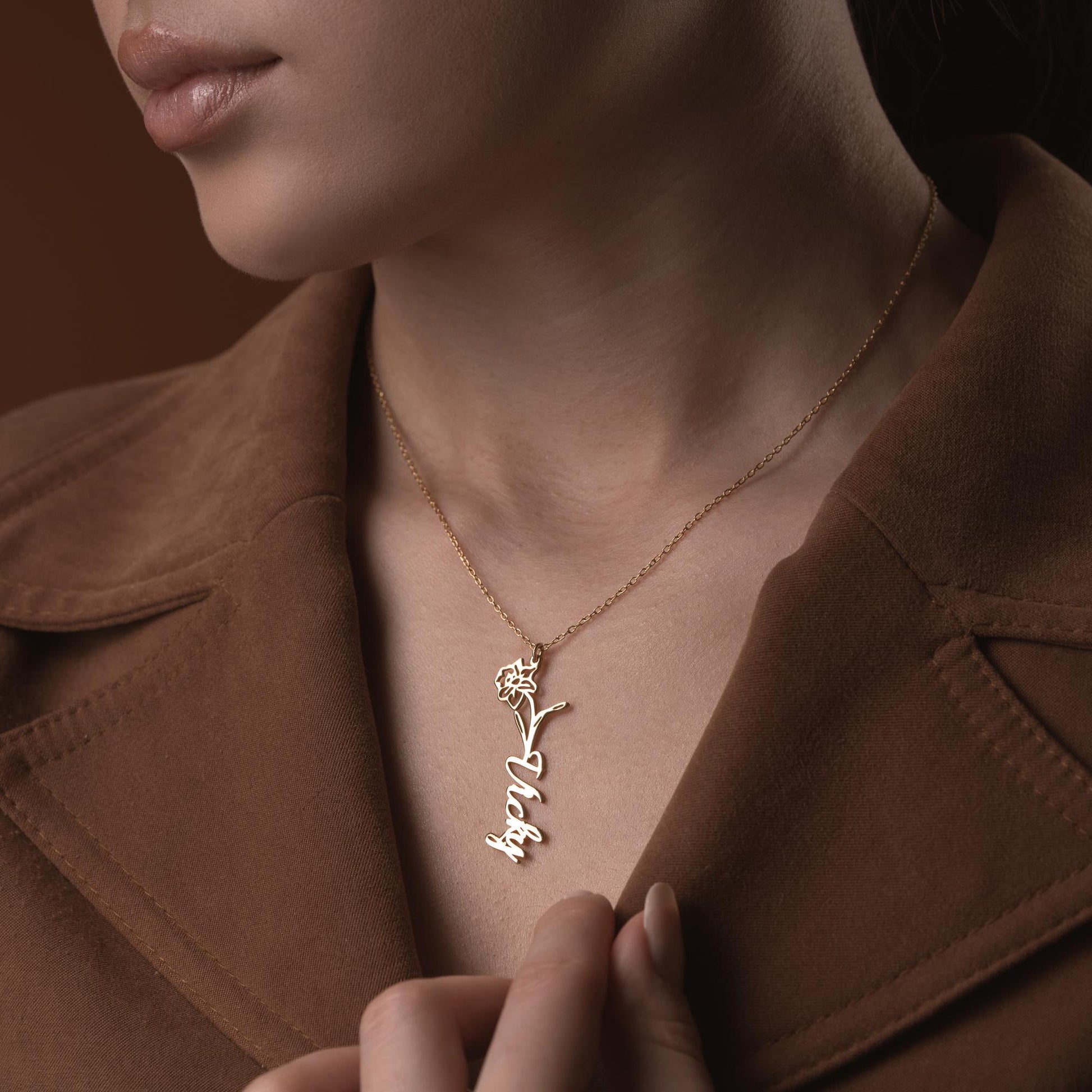 Floral Custom Name Necklace - Handmade 925 Sterling Silver - Personalized Flower Letter Pendant - Minimalist Jewelry Gift for Women Moms