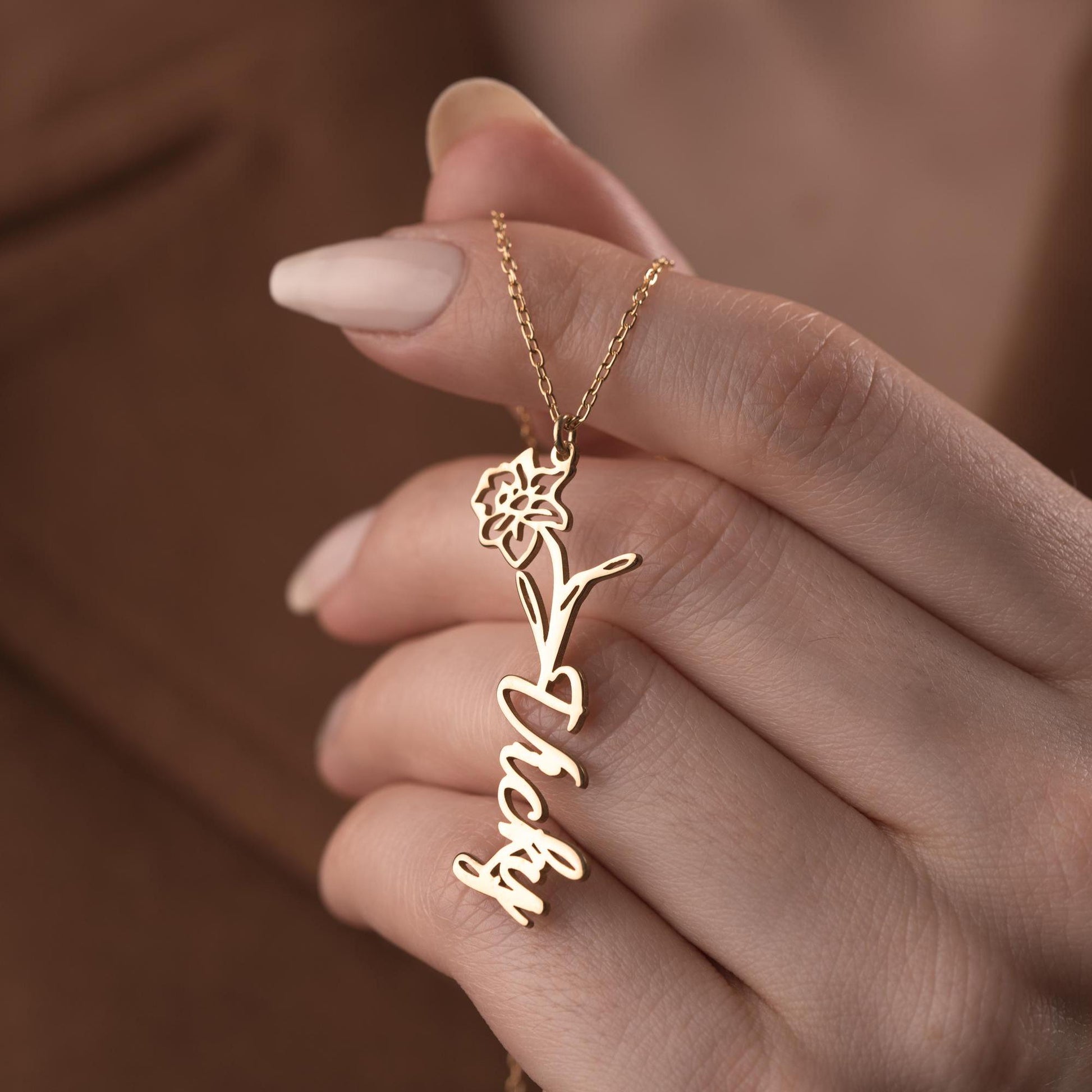 Floral Custom Name Necklace - Handmade 925 Sterling Silver - Personalized Flower Letter Pendant - Minimalist Jewelry Gift for Women Moms