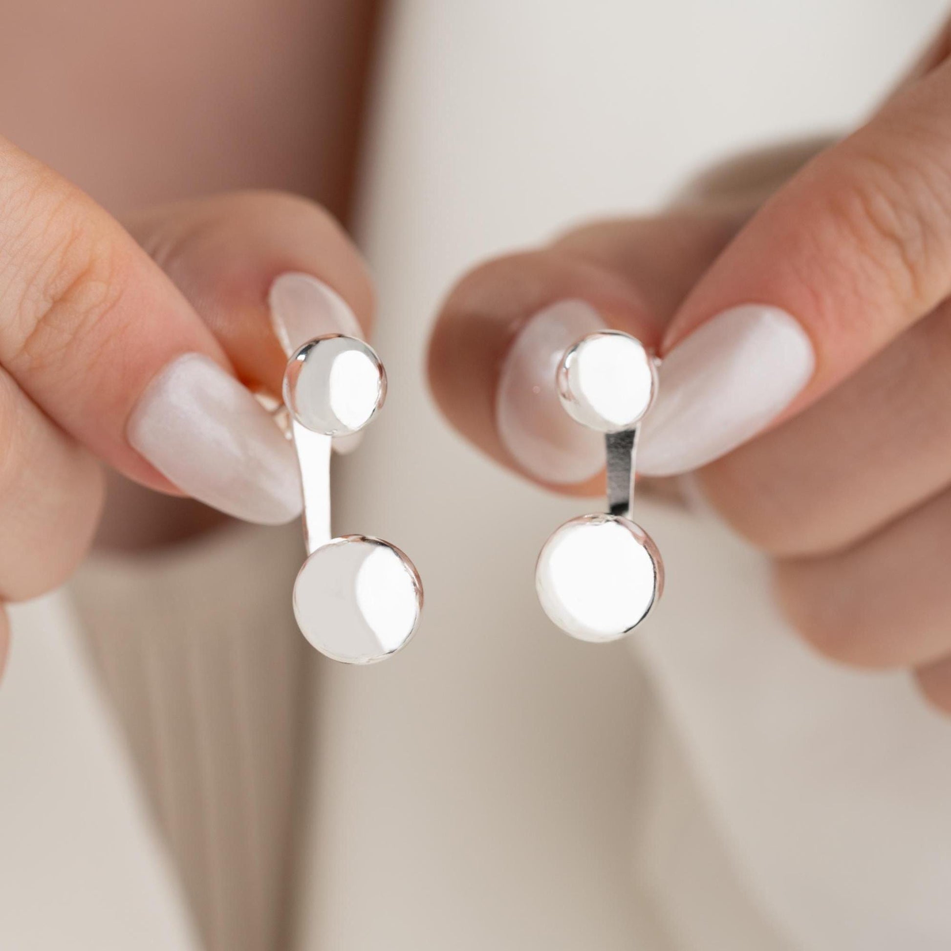 Double ball drop earrings in 925 sterling silver and 14K gold-plated options, perfect for Christmas gifts and timeless elegance.