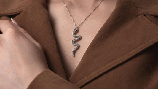 Snake Pendant Necklace - Handmade 925 Sterling Silver Gold Plated - CZ Serpent Jewelry - Dainty Layered Necklace Gift for Her