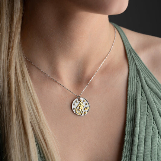 Aquarius Zodiac Necklace • 925 Sterling Silver & Gold Plated • Vintage Coin Pendant • Celestial Astrology Jewelry • Horoscope Gift for Her