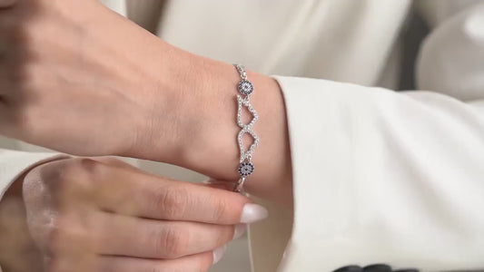 Angel Wing Evil Eye Bracelet - Handmade 925 Sterling Silver Gold Plated - Adjustable Spiritual Protection Jewelry Gift for Her