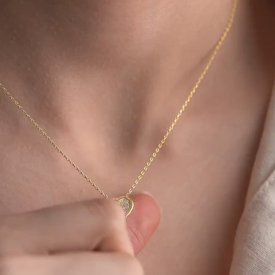 Heart Necklace • 925 Sterling Silver • Gold Plated • Zirconia Pave Pendant • Adjustable Chain Jewelry • Romantic Gift for Women & Girls