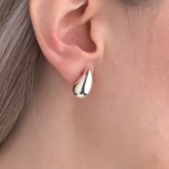 Minimalist Teardrop Stud Earrings • 925 Sterling Silver & Gold Plated • Dainty Drop Earrings • Simple Everyday Jewelry • Gift for Her