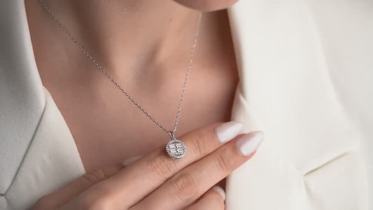 Zircon Round Pendant Necklace - Handmade 925 Sterling Silver Gold Plated - Minimalist Sparkling Jewelry - Elegant Gift for Her