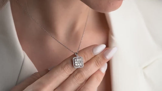 Baguette Square Necklace - Handmade 925 Sterling Silver Gold Plated - Elegant Zircon Pendant - Dainty Jewelry Gift for Women Her