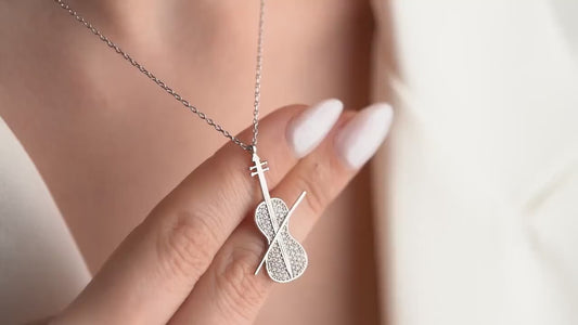 Violin Necklace - Handmade 925 Sterling Silver Pendant - Elegant Musician Jewelry - Orchestra Instrument Charm - Gift for Music Lovers