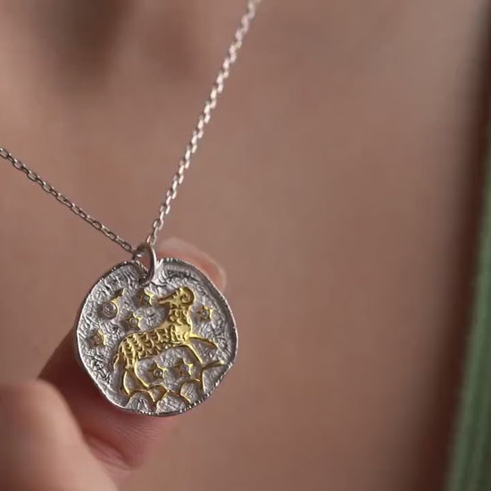 Aries Zodiac Necklace • 925 Sterling Silver • Gold-Plated Astrology Pendant • Ram Horoscope Jewelry • Aries Gift for Her