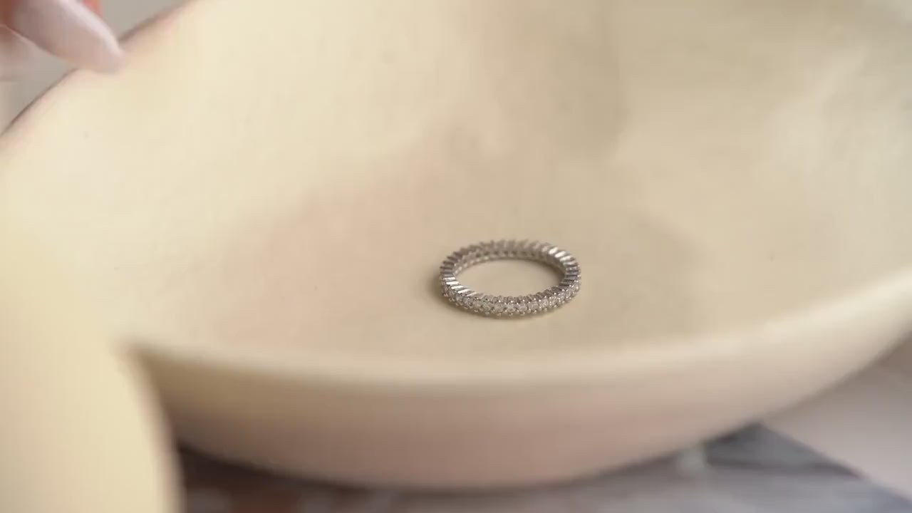Eternity Band Ring - Handmade 925 Sterling Silver - Baguette & Round Zircon Stones - Classic Wedding Band - Elegant Jewelry for Women