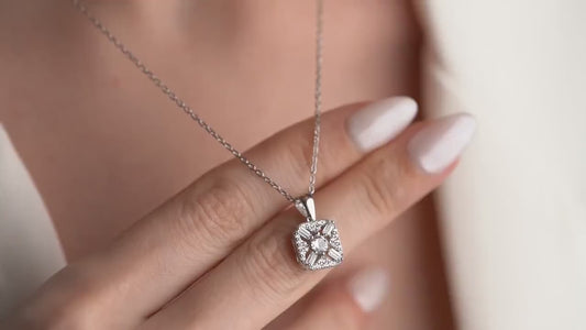 Vintage CZ Pendant Necklace - Handmade 925 Sterling Silver - Gold or Silver Option - Luxury Timeless Jewelry - Elegant Gift for Her