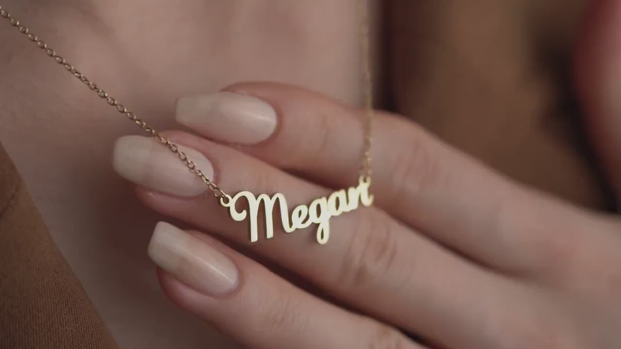 Custom Name Necklace • 925 Sterling Silver • 14K Gold Plated • Personalized Word Pendant • Minimalist Jewelry • Gift for Women & Men