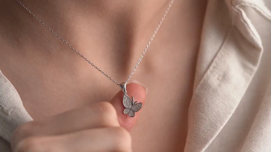 Butterfly Pendant Necklace - 925 Sterling Silver - Dainty CZ Charm - Nature Inspired Jewelry Gift - Elegant Necklace for Her
