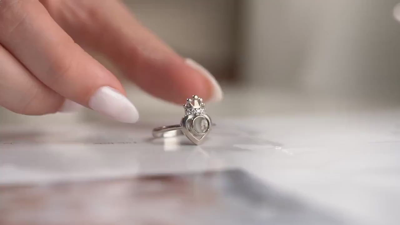 100 Languages I Love You Projection Ring - Handmade 925 Sterling Silver Gold Plated - Adjustable Romantic Gift for Her