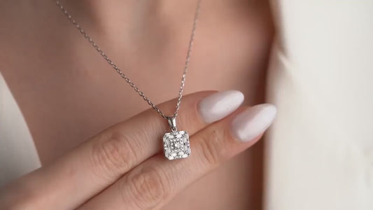 Vintage Square Pendant Necklace - Handmade 925 Sterling Silver Gold Plated - Elegant CZ Jewelry - Timeless Statement Gift for Her