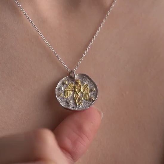 Virgo Zodiac Necklace - Handmade 925 Sterling Silver - 14K Gold or Oxidized Finish - Horoscope Jewelry - Gift for Her
