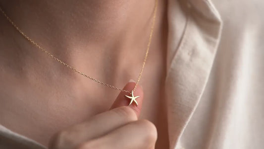 Starfish Necklace - 925 Sterling Silver Gold Plated - Minimalist Beach Jewelry - Ocean Inspired Nautical Pendant - Unique Gift for Her