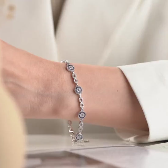 Evil Eye Infinity Bracelet - Handmade 925 Sterling Silver Gold Plated - CZ Protection Jewelry - Dainty Lucky Charm Spiritual Gift for Her