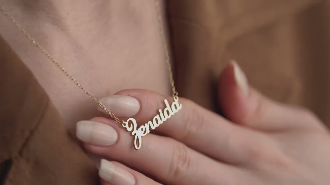 Custom Name Necklace • 925 Sterling Silver • Gold Plated • Personalized Word Pendant • Minimalist Jewelry • Gift for Women & Men