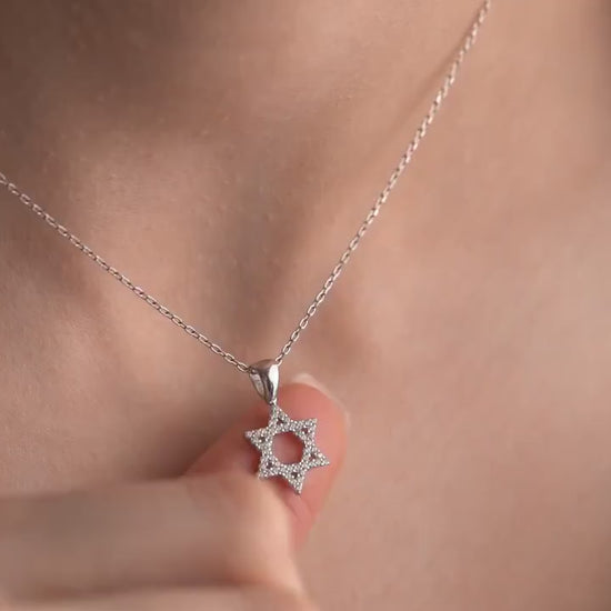 Star of David Necklace - Handmade 925 Sterling Silver Gold Plated - Dainty Jewish Jewelry - Magen David Pendant Gift for Her