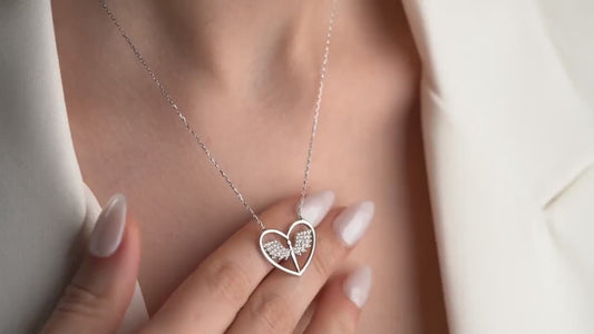 Angel Wing Heart Necklace - Handmade 925 Sterling Silver Gold Plated - Memorial Jewelry - Guardian Angel Pendant - Sympathy Gift for Her