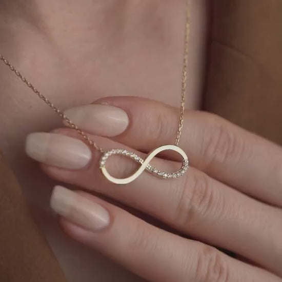 Infinity Necklace • 925 Sterling Silver & Gold Plated • Dainty Zircon Pendant • Minimalist Jewelry for Women • Elegant Gift for Her