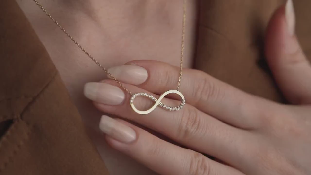 Infinity Necklace • 925 Sterling Silver & Gold Plated • Dainty Zircon Pendant • Minimalist Jewelry for Women • Elegant Gift for Her