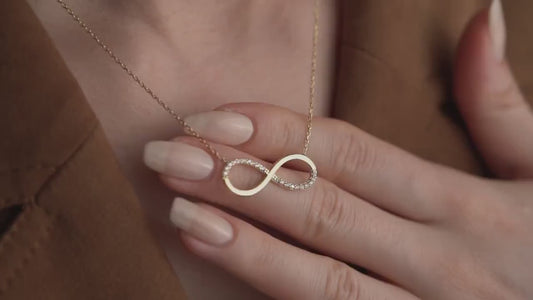Infinity Necklace • 925 Sterling Silver & Gold Plated • Dainty Zircon Pendant • Minimalist Jewelry for Women • Elegant Gift for Her