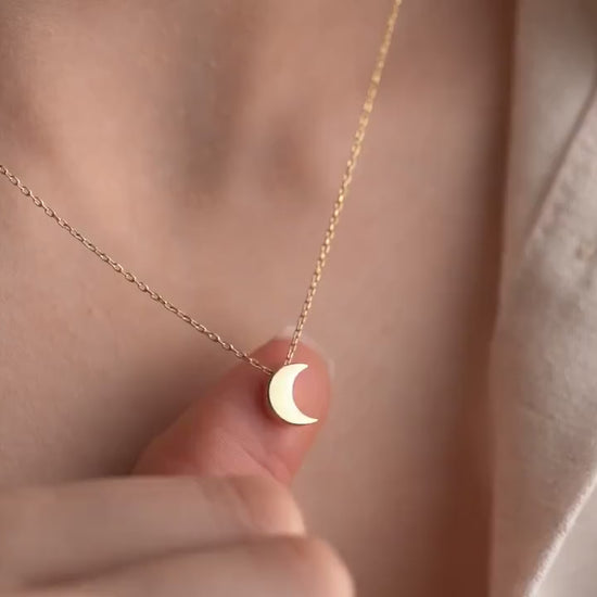 Crescent Moon Necklace • 925 Sterling Silver Pendant • Minimalist Jewelry for Women • Dainty Gift • Lunar Charm Necklace