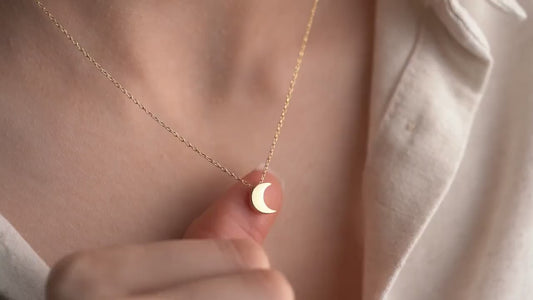Crescent Moon Necklace • 925 Sterling Silver Pendant • Minimalist Jewelry for Women • Dainty Gift • Lunar Charm Necklace