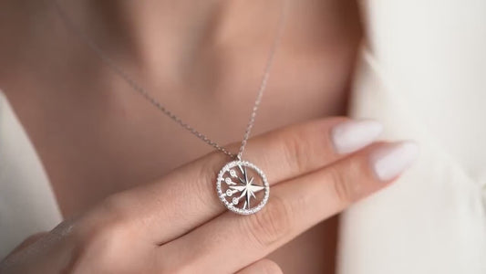North Star Necklace - Handmade 925 Sterling Silver Gold Plated - Celestial CZ Pendant - Cosmic Star Charm Jewelry - Gift for Her