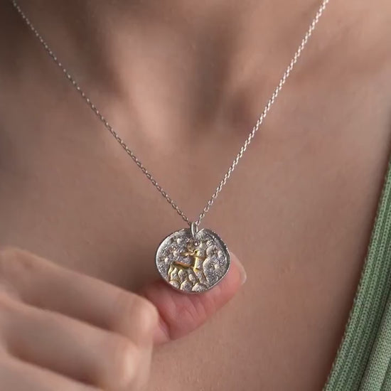 Sagittarius Zodiac Sign Necklace - Handmade 925 Sterling Silver - 14K Gold or Oxidized Finish - 12 Horoscope Designs - Astrology Gift