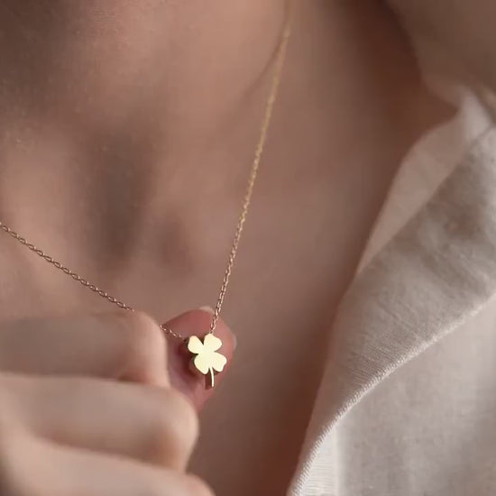 Four Leaf Clover Necklace • 925 Sterling Silver & Gold Plated • Lucky Charm Pendant • Minimalist Dainty Jewelry