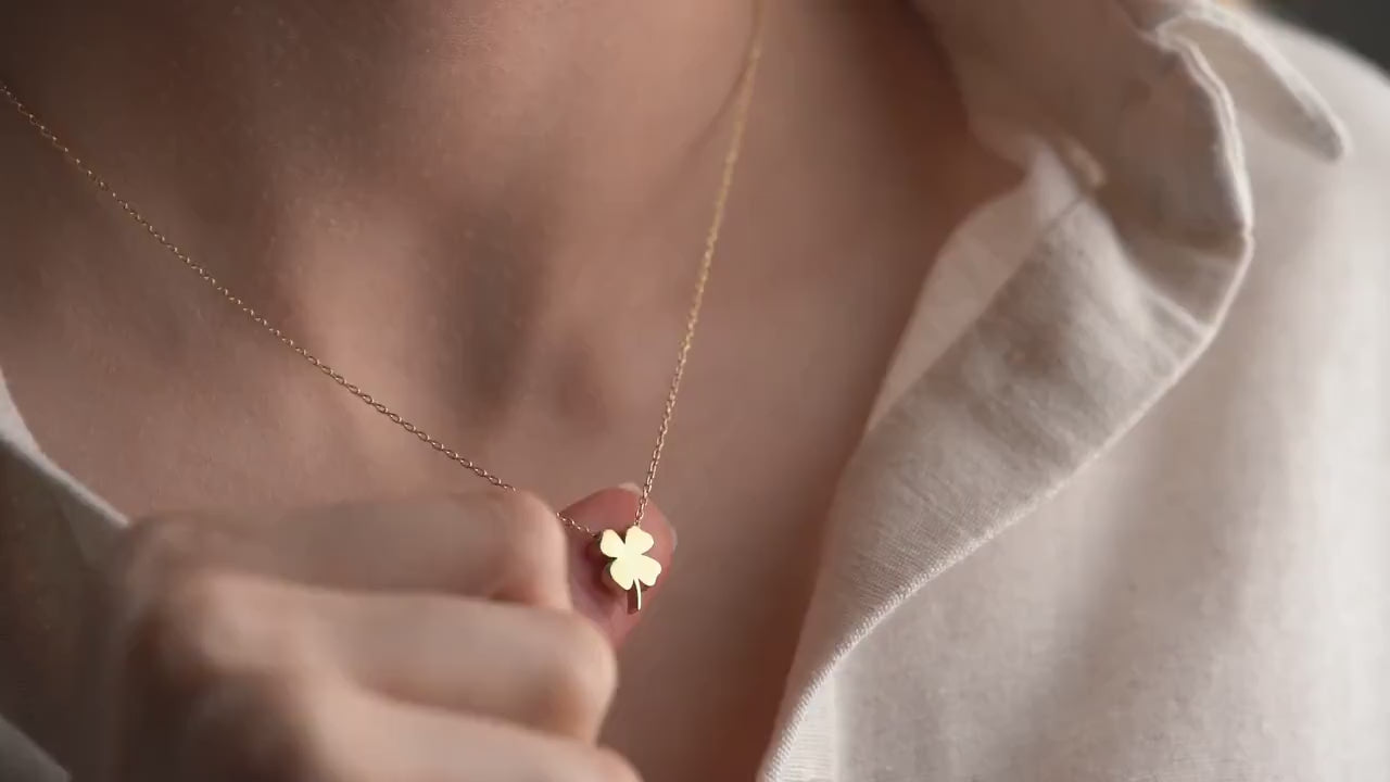 Four Leaf Clover Necklace • 925 Sterling Silver & Gold Plated • Lucky Charm Pendant • Minimalist Dainty Jewelry