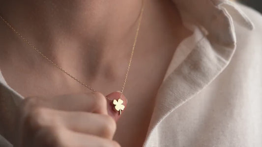 Four Leaf Clover Necklace • 925 Sterling Silver & Gold Plated • Lucky Charm Pendant • Minimalist Dainty Jewelry