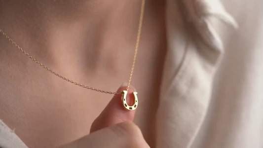 Lucky Horseshoe Necklace - 925 Sterling Silver and Gold Plated - Dainty Good Luck Charm, Minimalist Jewelry Gift for Her